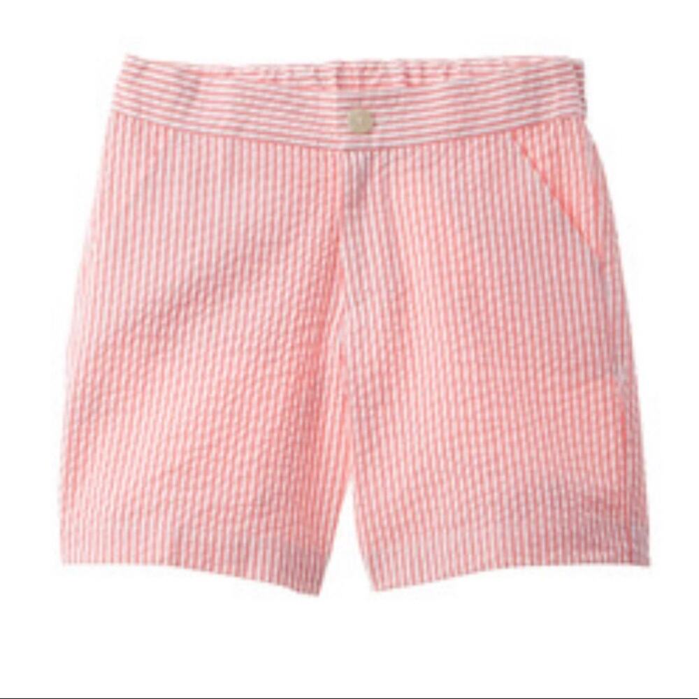 Oscar De La Renta Seersucker Casual Pink White Striped Shorts Girl’s Size 14